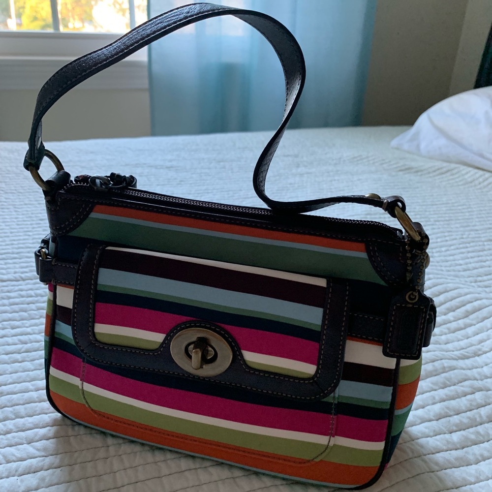 Coach legacy stripe too handle bag!